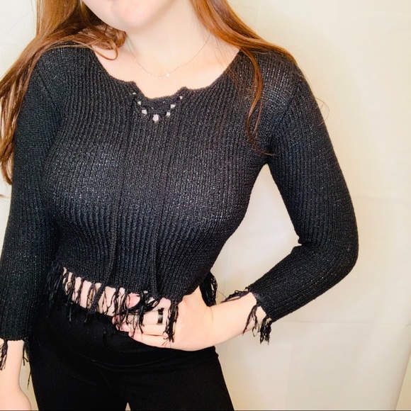 Marco G black tie up cropped sweater - Picture 4 of 7